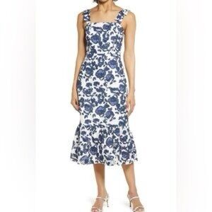 Adelyn Rae Blue Midi Floral Dress